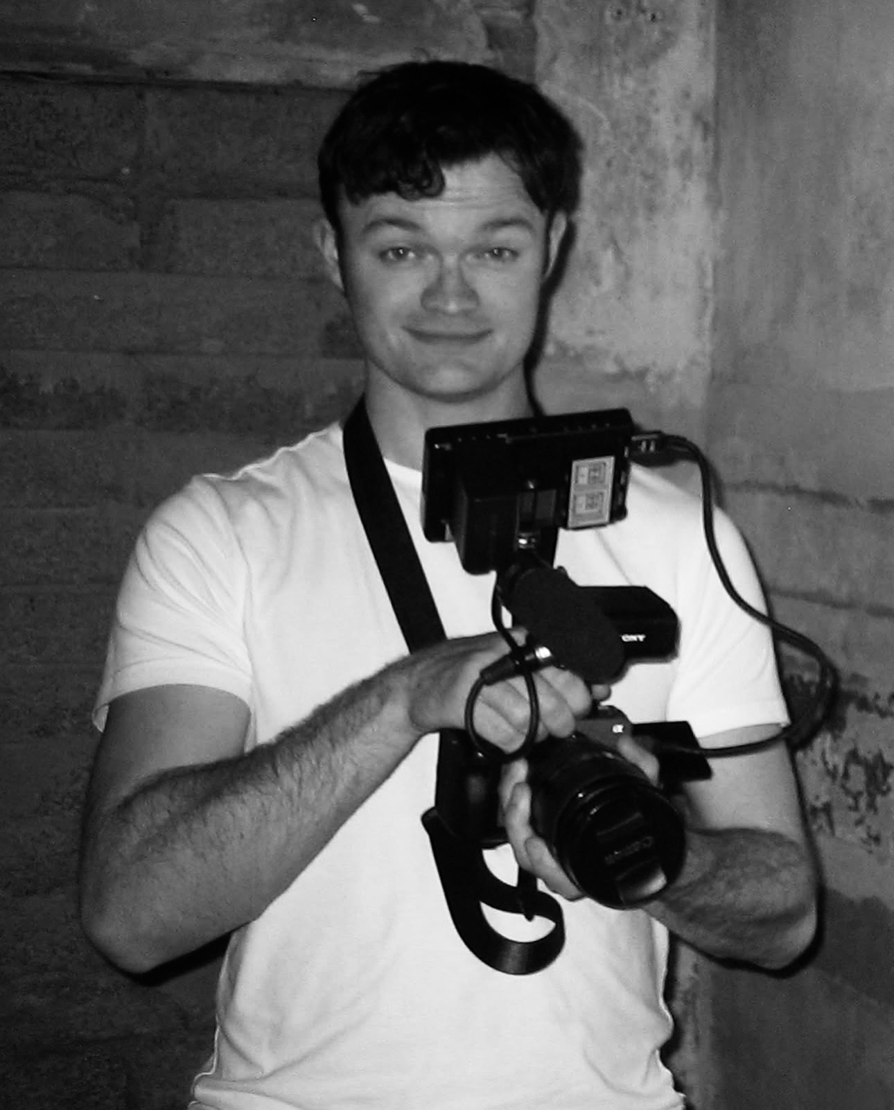 Matthew Mason holding a camera rig